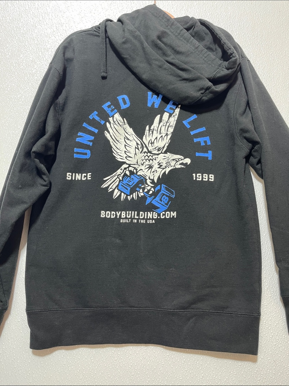 United We Lift Black Hoodie with Eagle Graphic